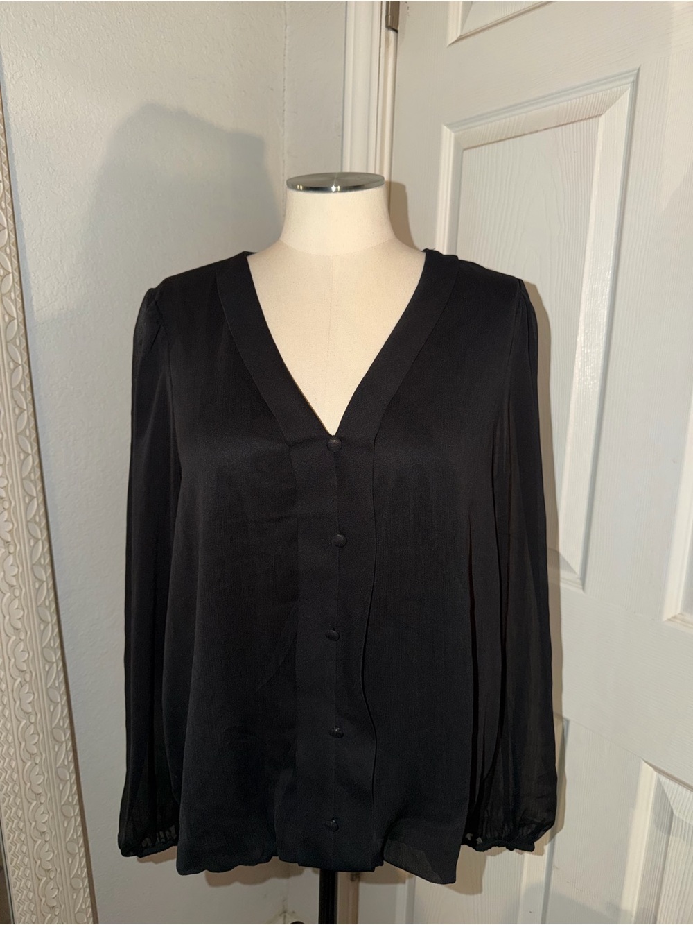 Classic Black V-Neck Blouse